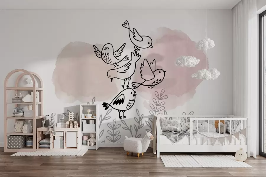 wall murals Birds among the branches w03950