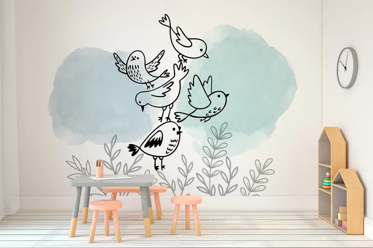 wall murals Birds among the branches w03950v1