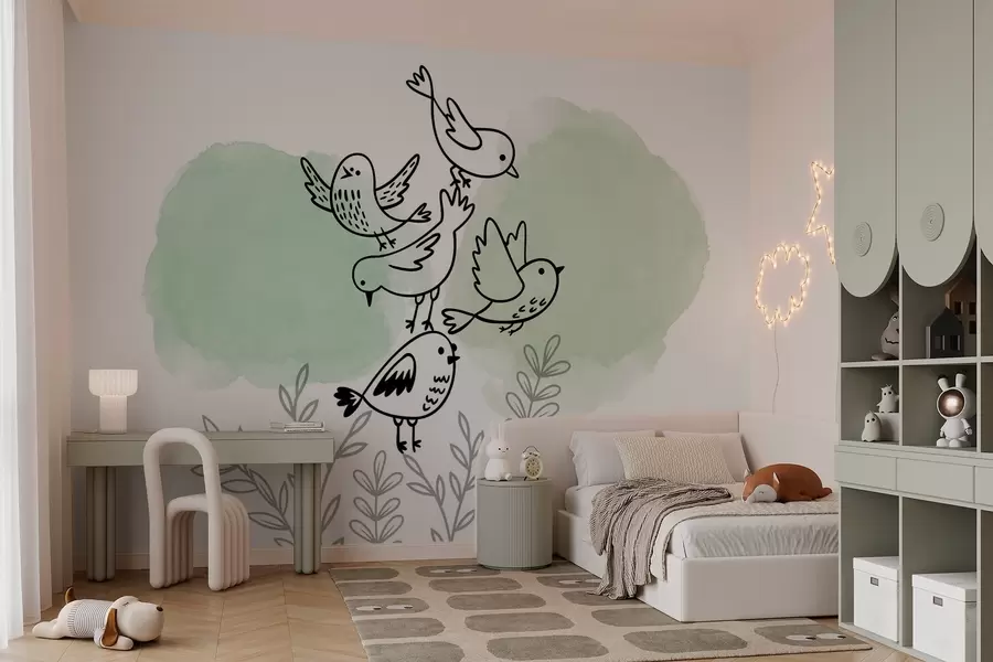 wall murals Birds among the branches w03950v2