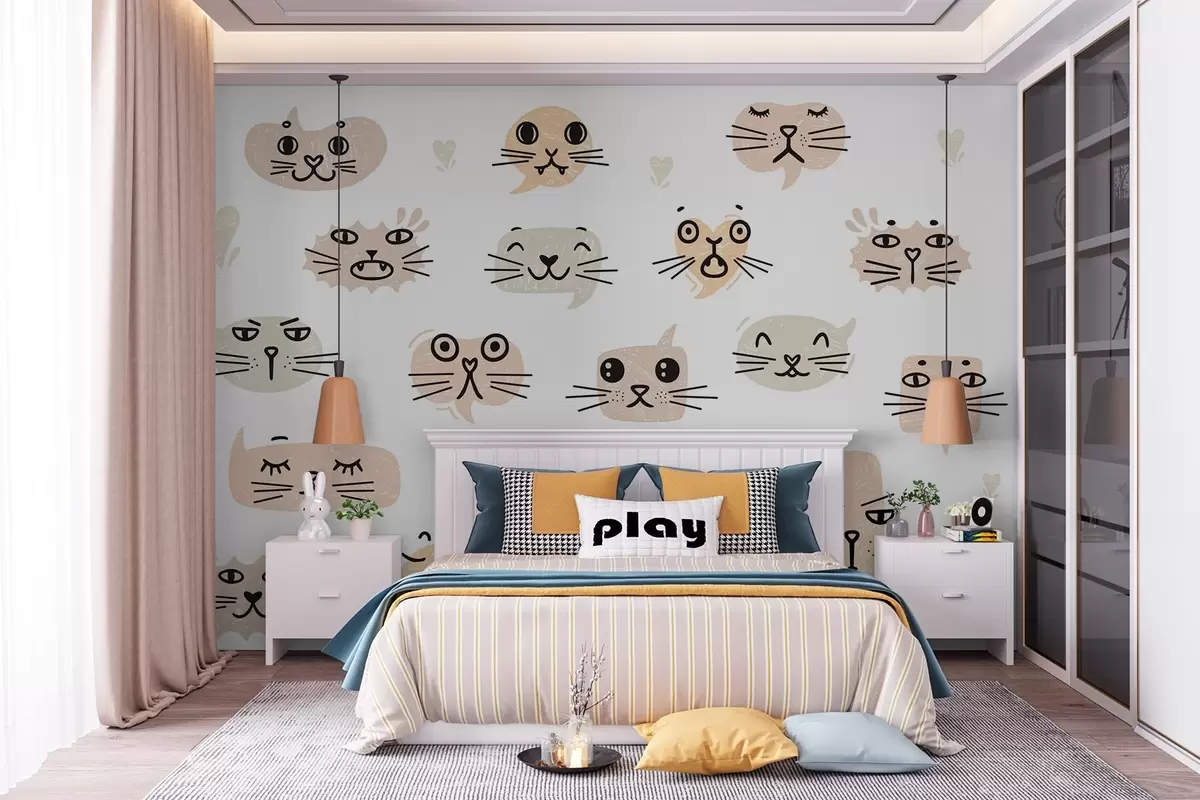 wall murals Cat faces w03951