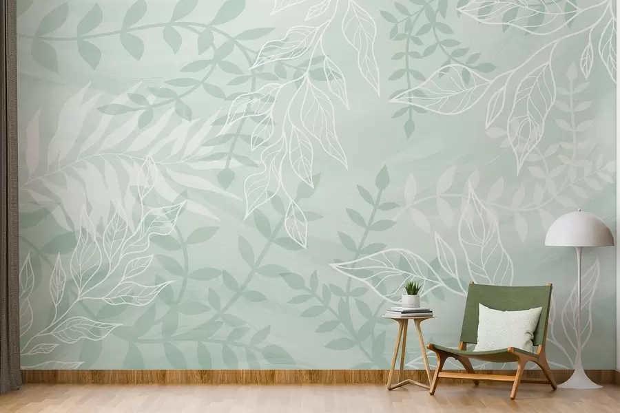 wall murals Contoured leaves w03984v2