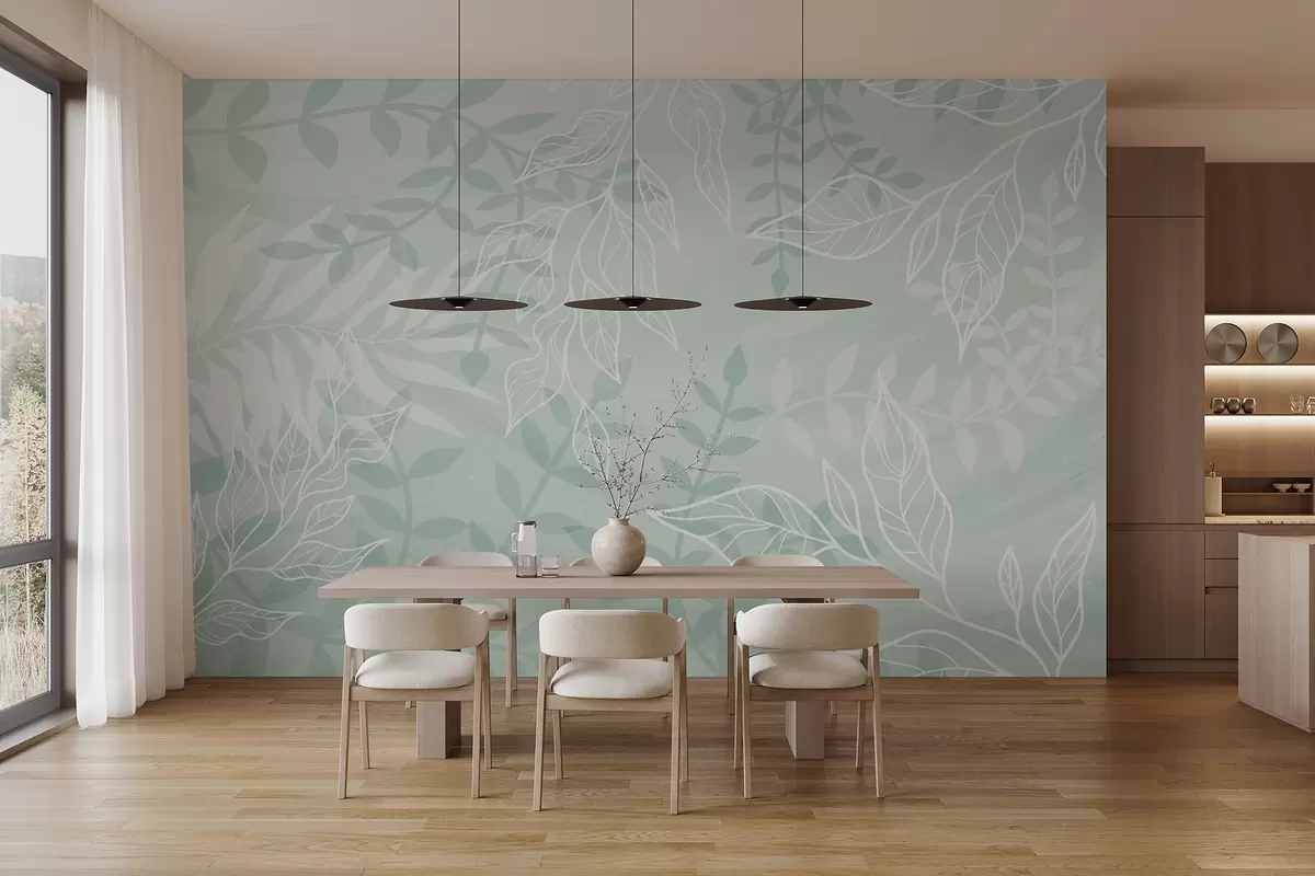 wall murals Contoured leaves w03984v2