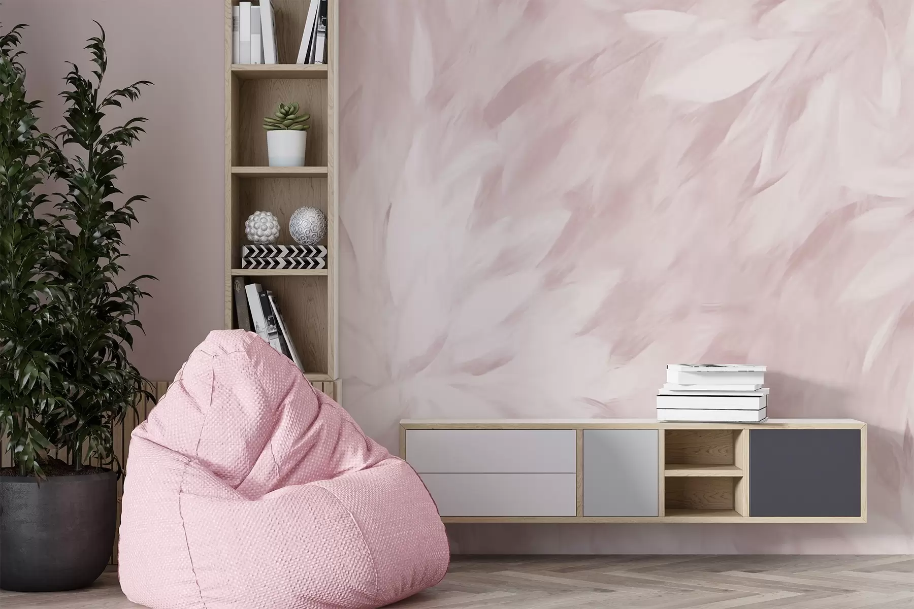 wall murals Flowers in the style of soft strokes w03986v1