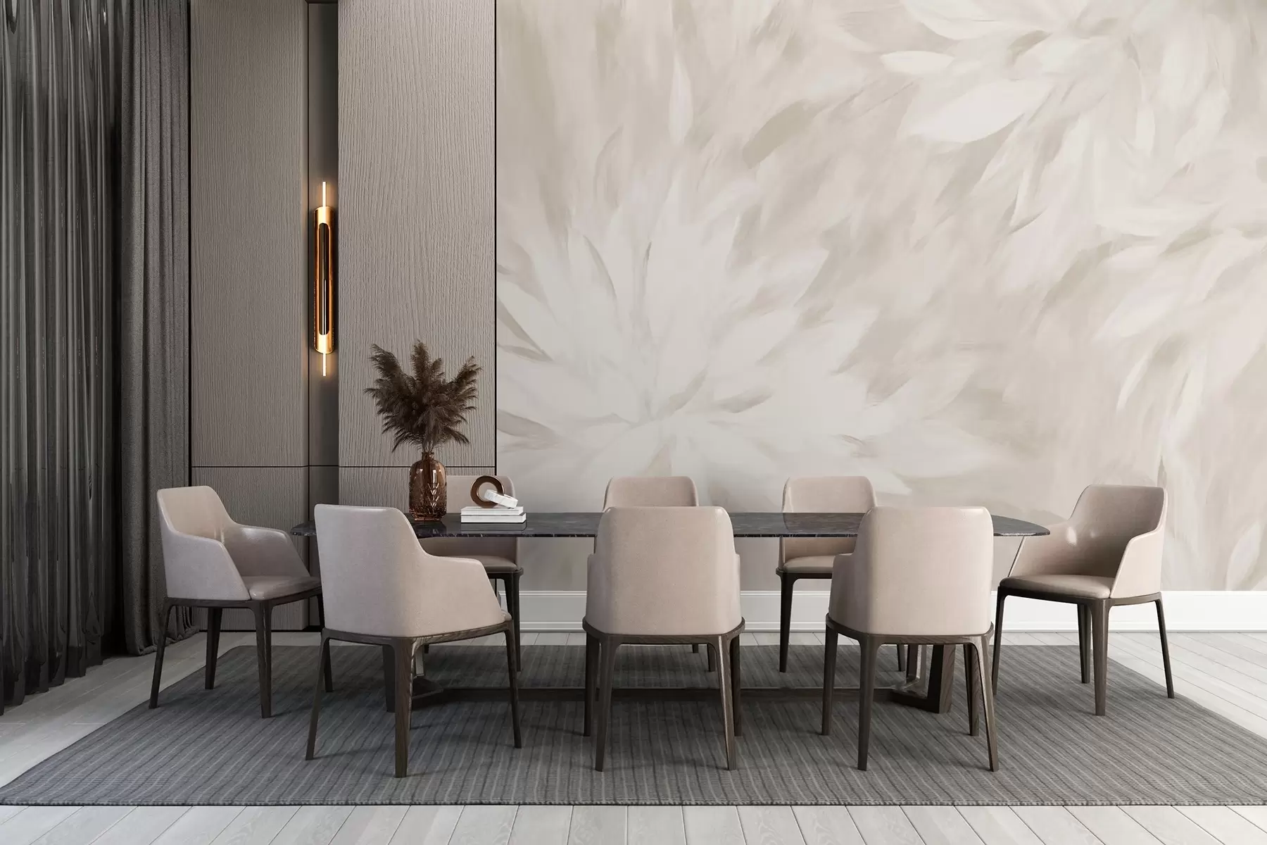 wall murals Flowers in the style of soft strokes w03986v2