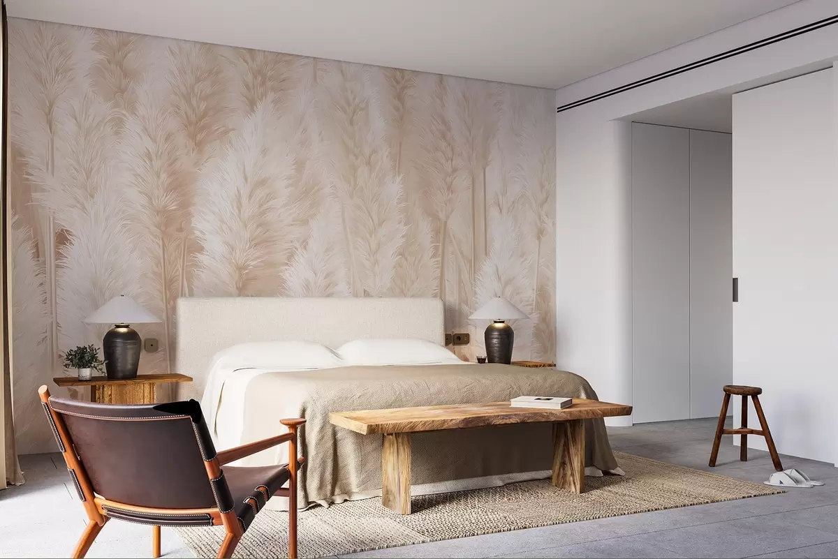 wall murals Pampas grass in beige tones w09126