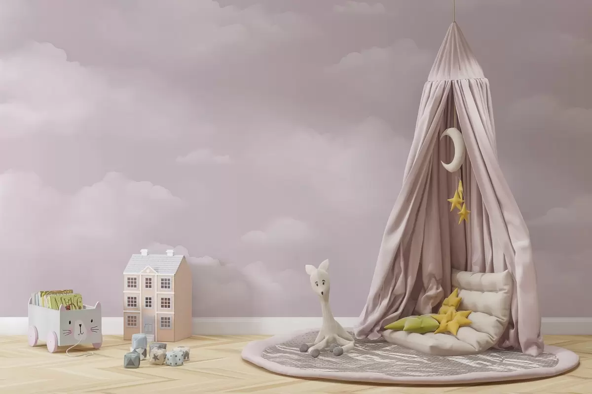 wall murals Pink clouds in delicate pastel shades w03994v2