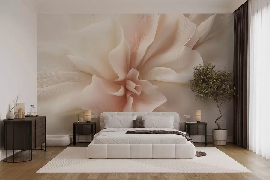 wall murals Abstract flower in delicate beige shades w03996