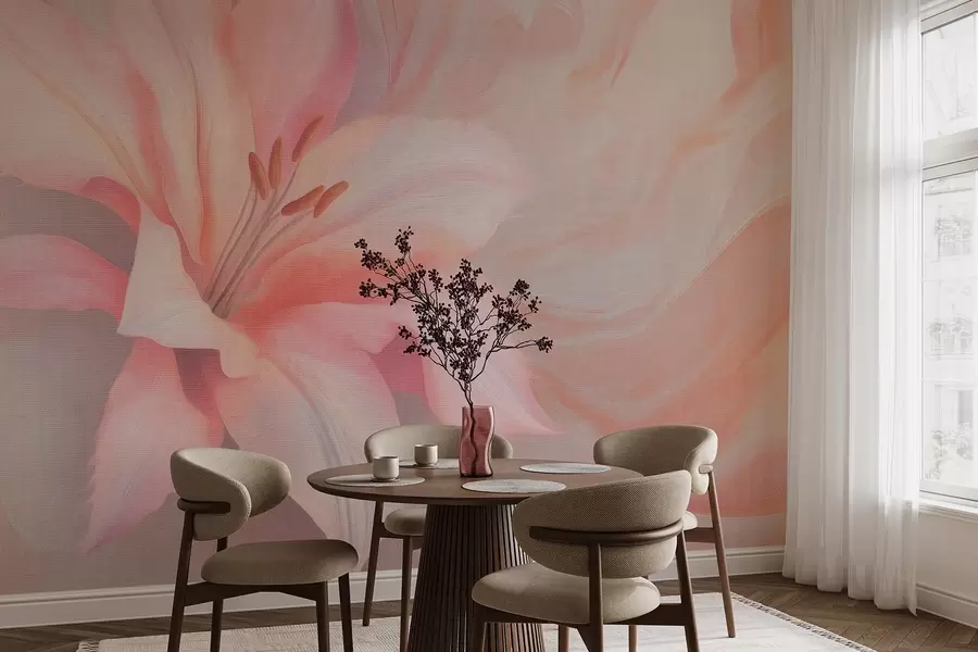 wall murals Lily flower fluid abstraction, floral, colorful drawing w04006