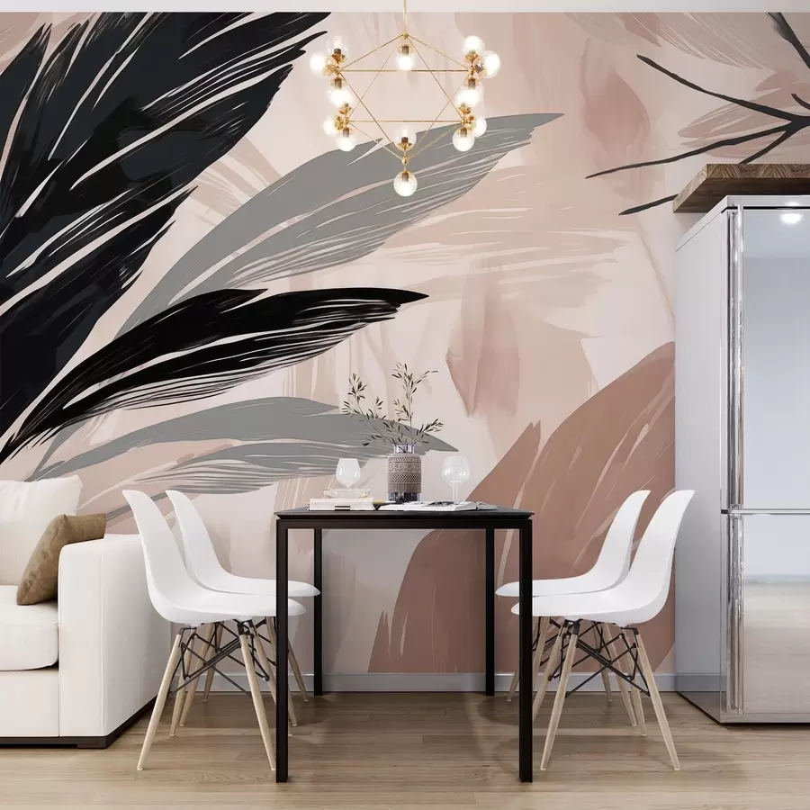wall murals Abstract multi-coloured feathers w04037v1
