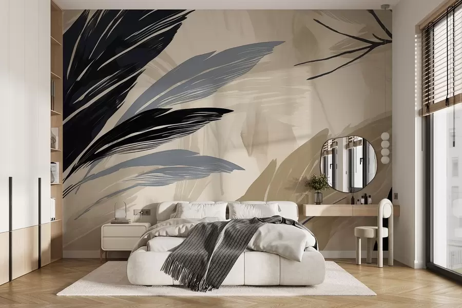 wall murals Abstract multi-coloured feathers w04037v2