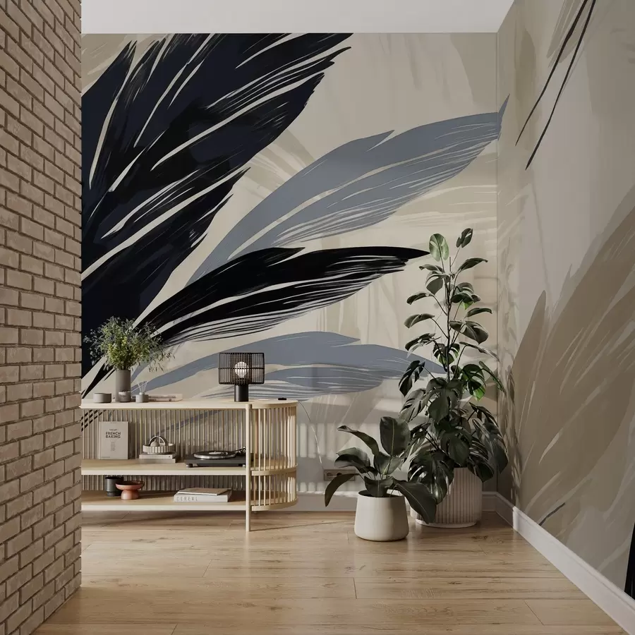 wall murals Abstract multi-coloured feathers w04037v2