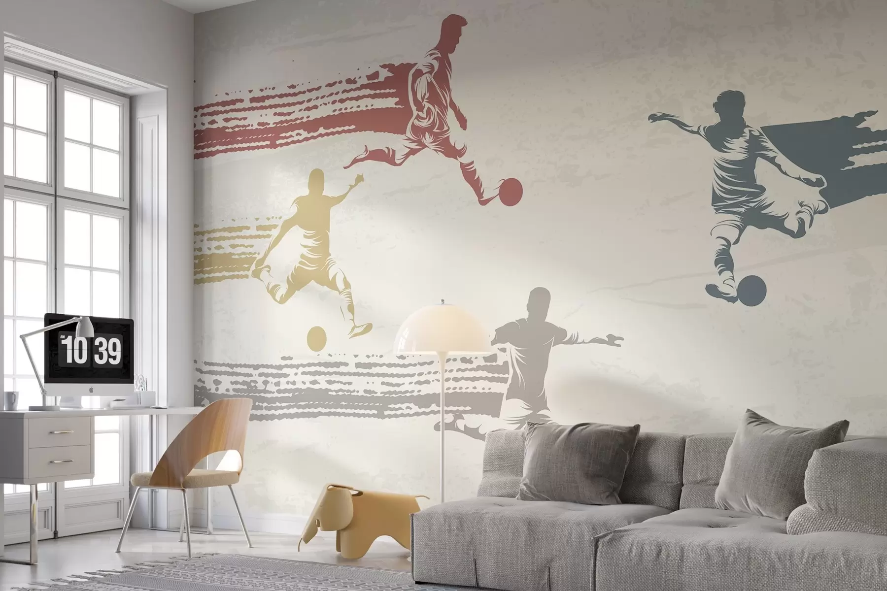 wall murals football players in retro style w04025