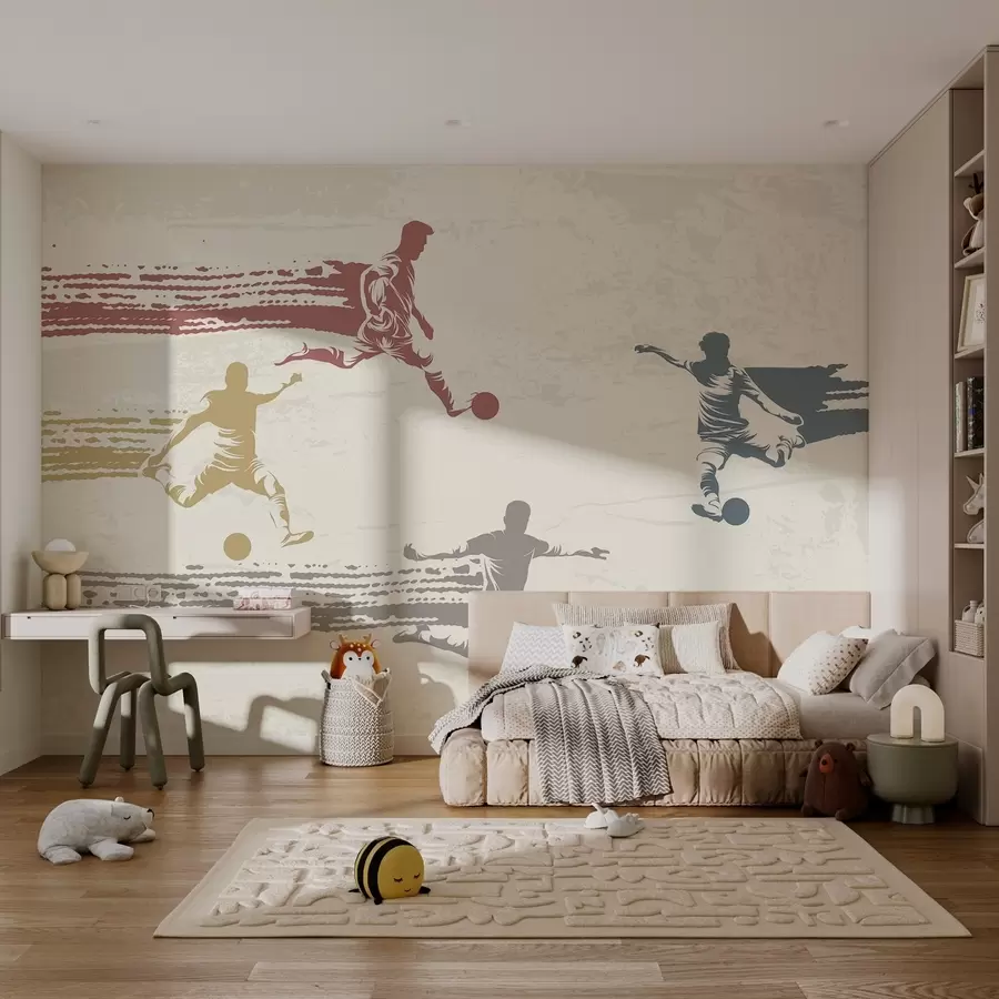 wall murals football players in retro style w04025