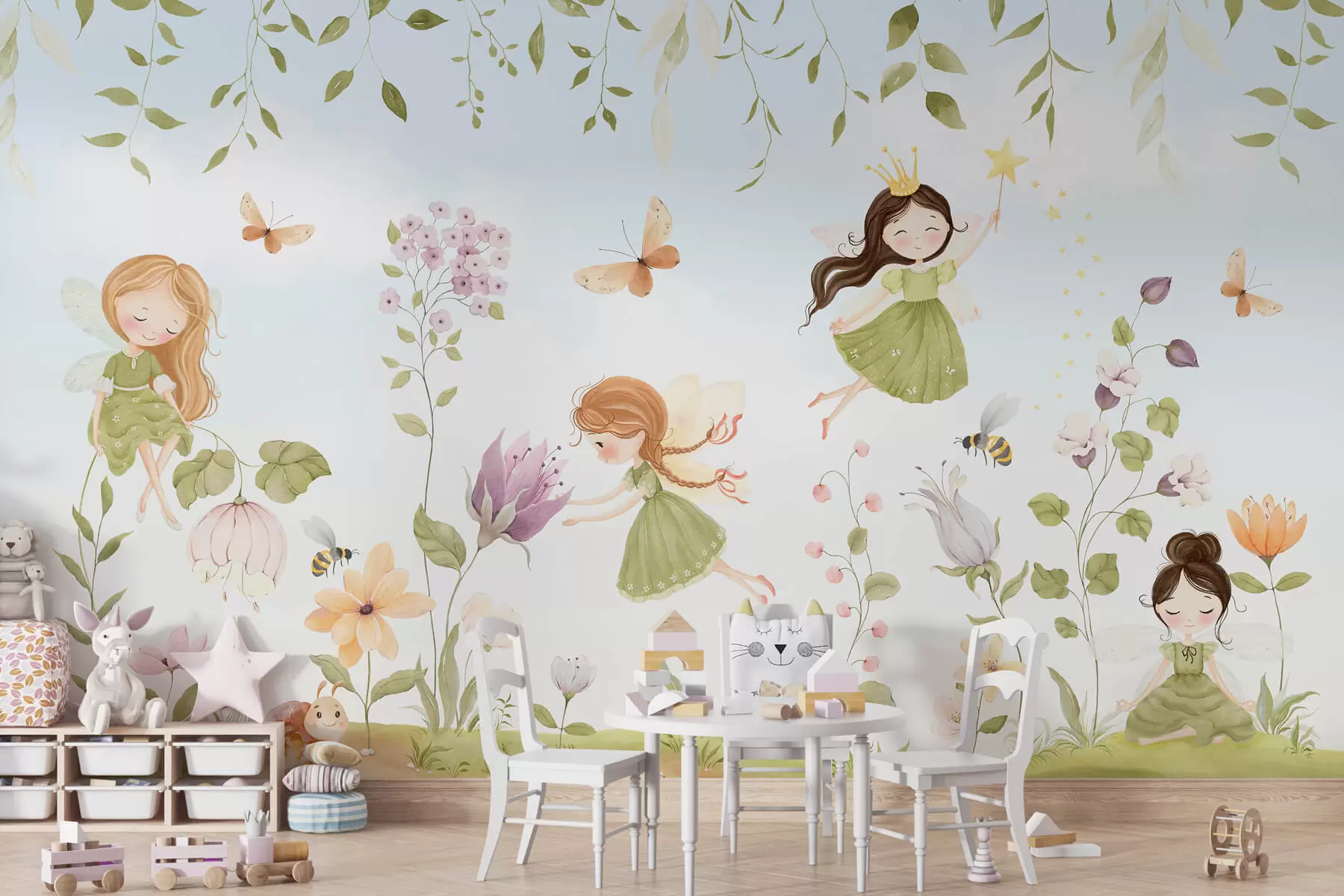 wall murals Fairies in the garden w03528