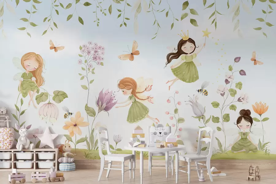 wall murals Fairies in the garden w03528