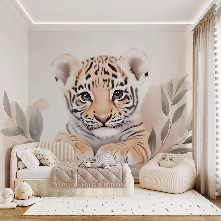 wall murals Cute little tiger cub w03529