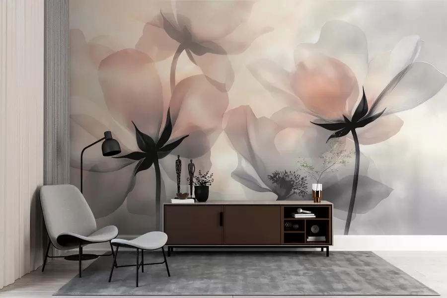 wall murals Abstract large flowers w04010