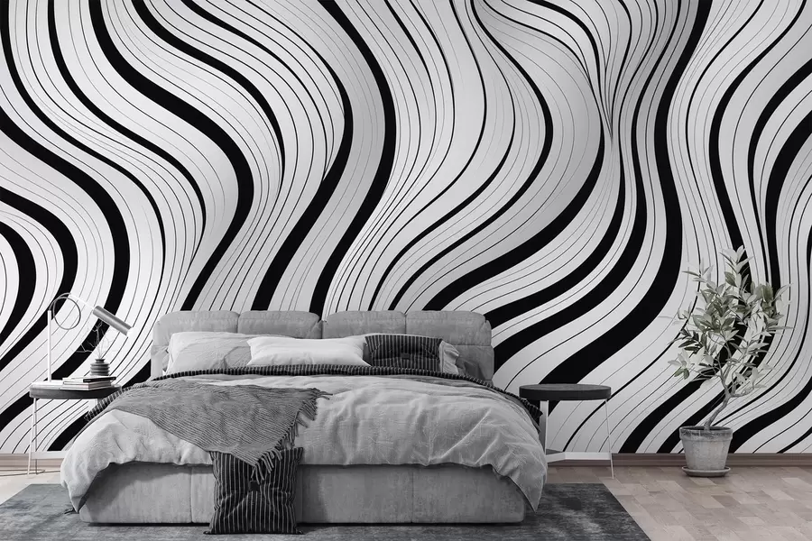 wall murals Abstract gray waves w04022