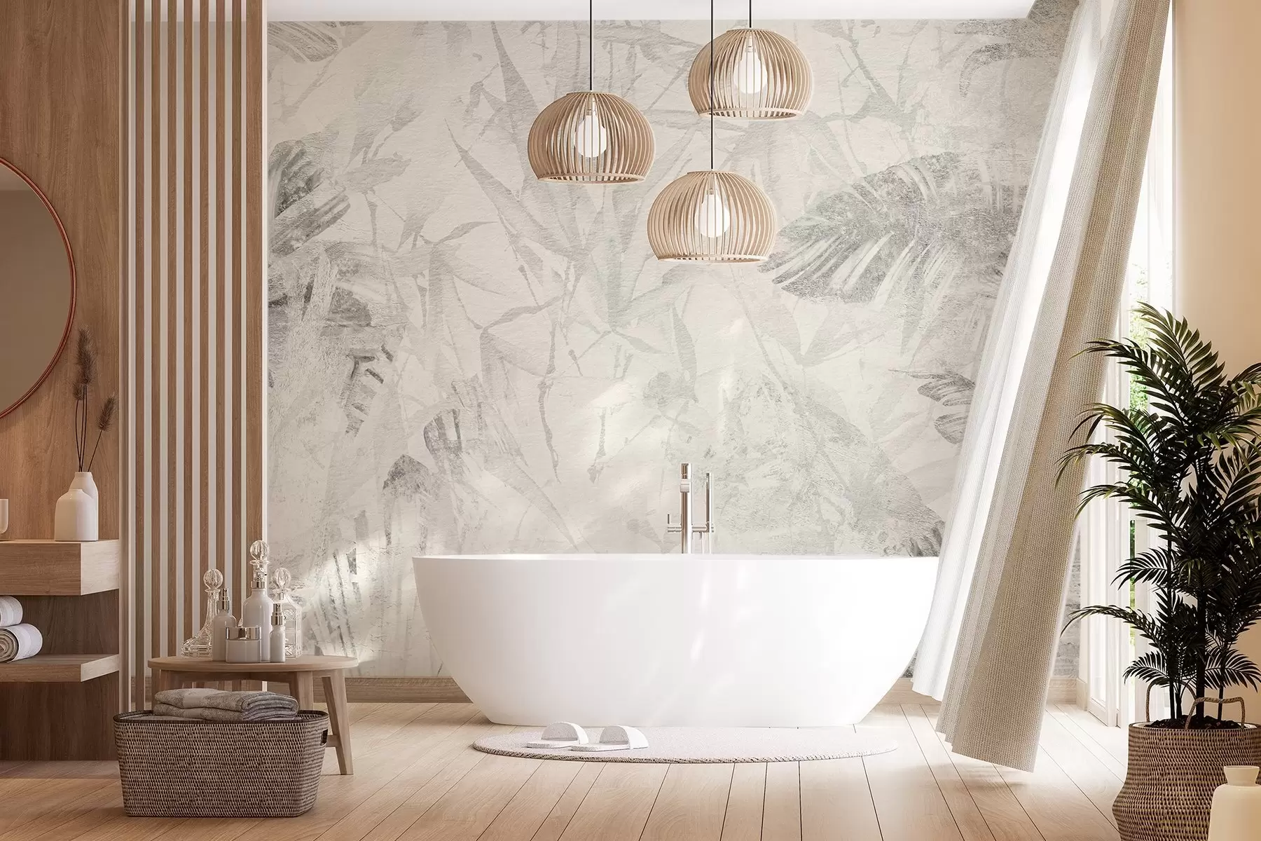 wall murals Floral abstraction in grunge style with imitation of abrasion w03926