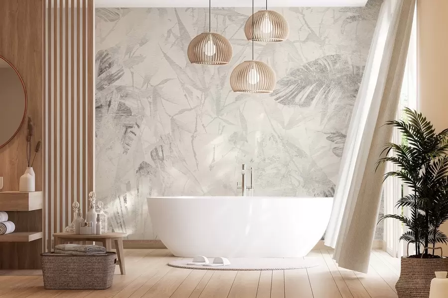 wall murals Floral abstraction in grunge style with imitation of abrasion w03926