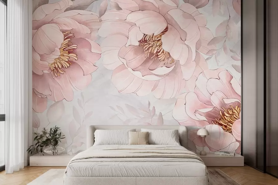 wall murals Peonies imitation watercolor w03932