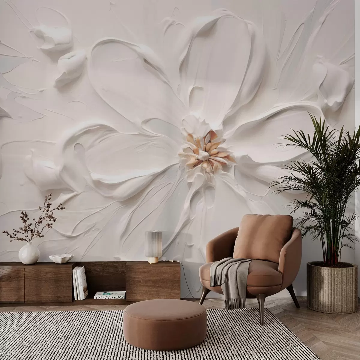 wall murals Large flower in warm shades w03953v1