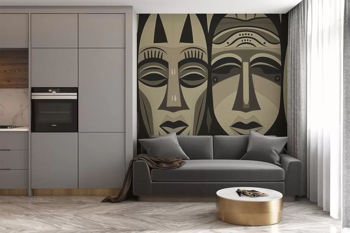 wall murals African masks w04043