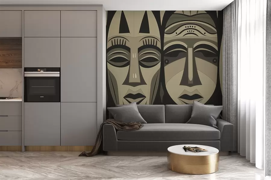 wall murals African masks w04043