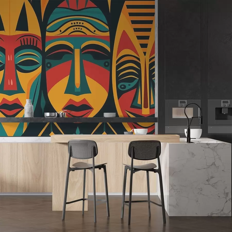 wall murals African masks w04043v2