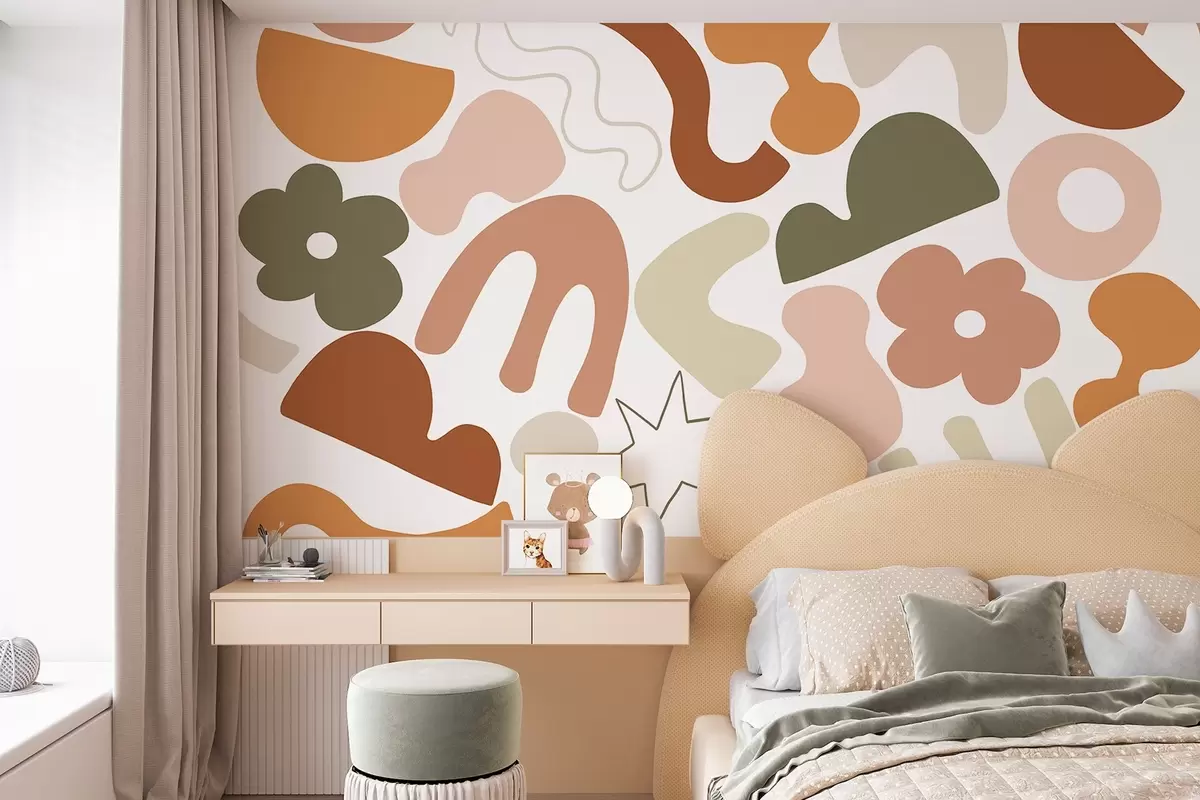 wall murals Geometric figures, juvenile, abstraction, natural color palette  w04067v1