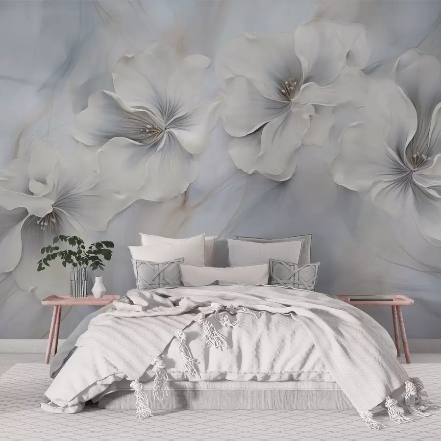wall murals Oil painting flowers on blue background w04047