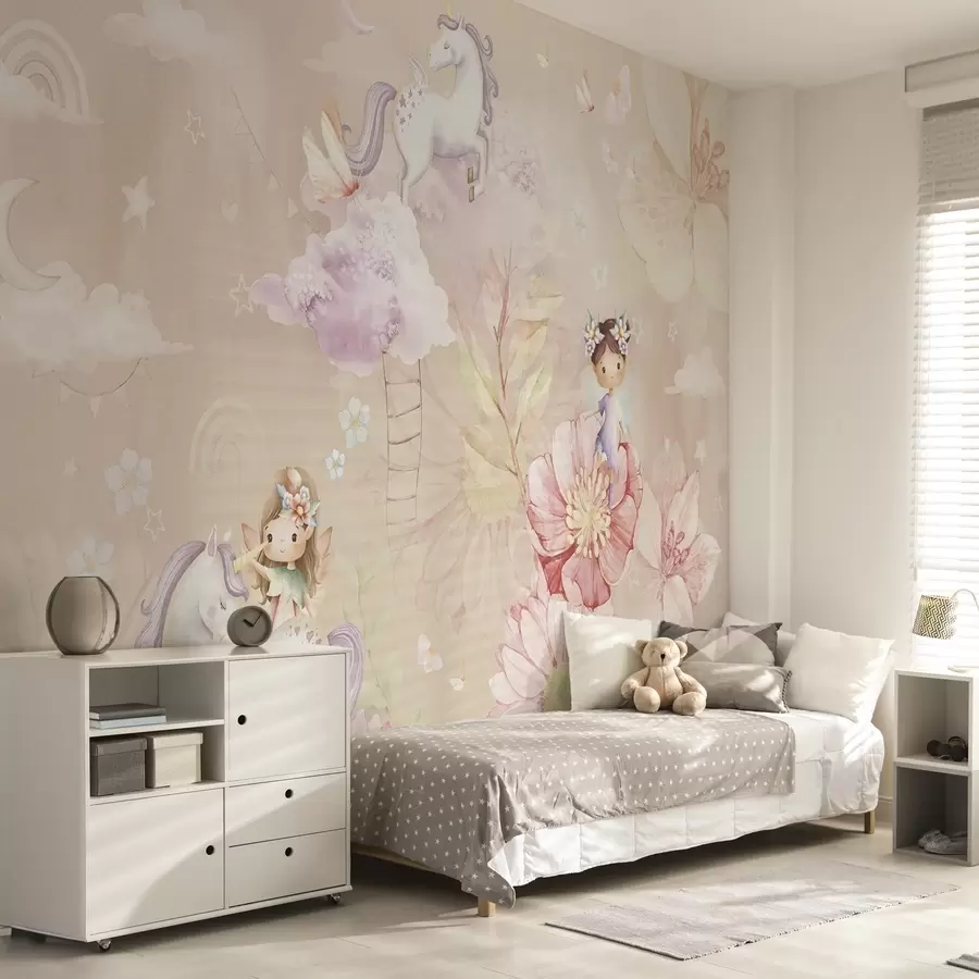 wall murals Fairy fairies and unicorn w04051