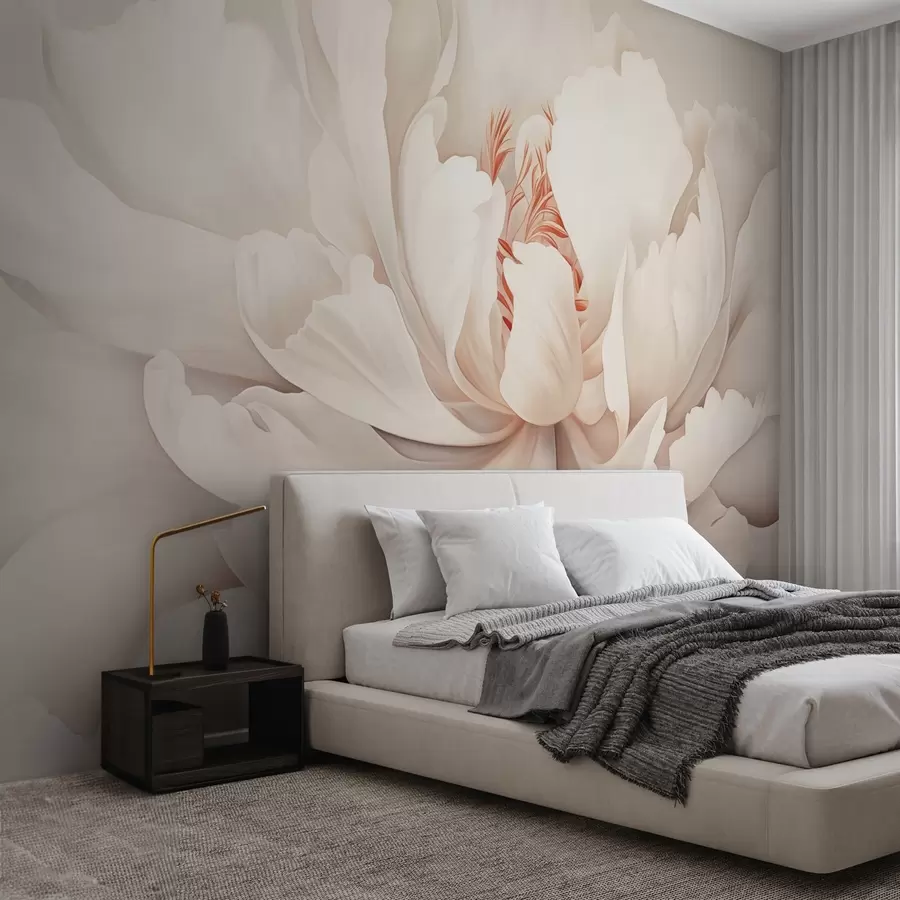 wall murals Blooming peony bud in pastel colors w04061