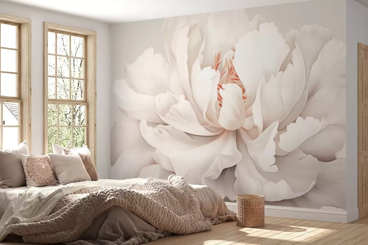 wall murals Blooming peony bud in pastel colors w04061