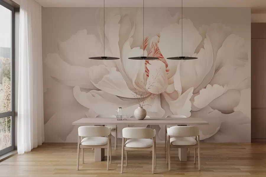 wall murals Blooming peony bud in pastel colors w04061