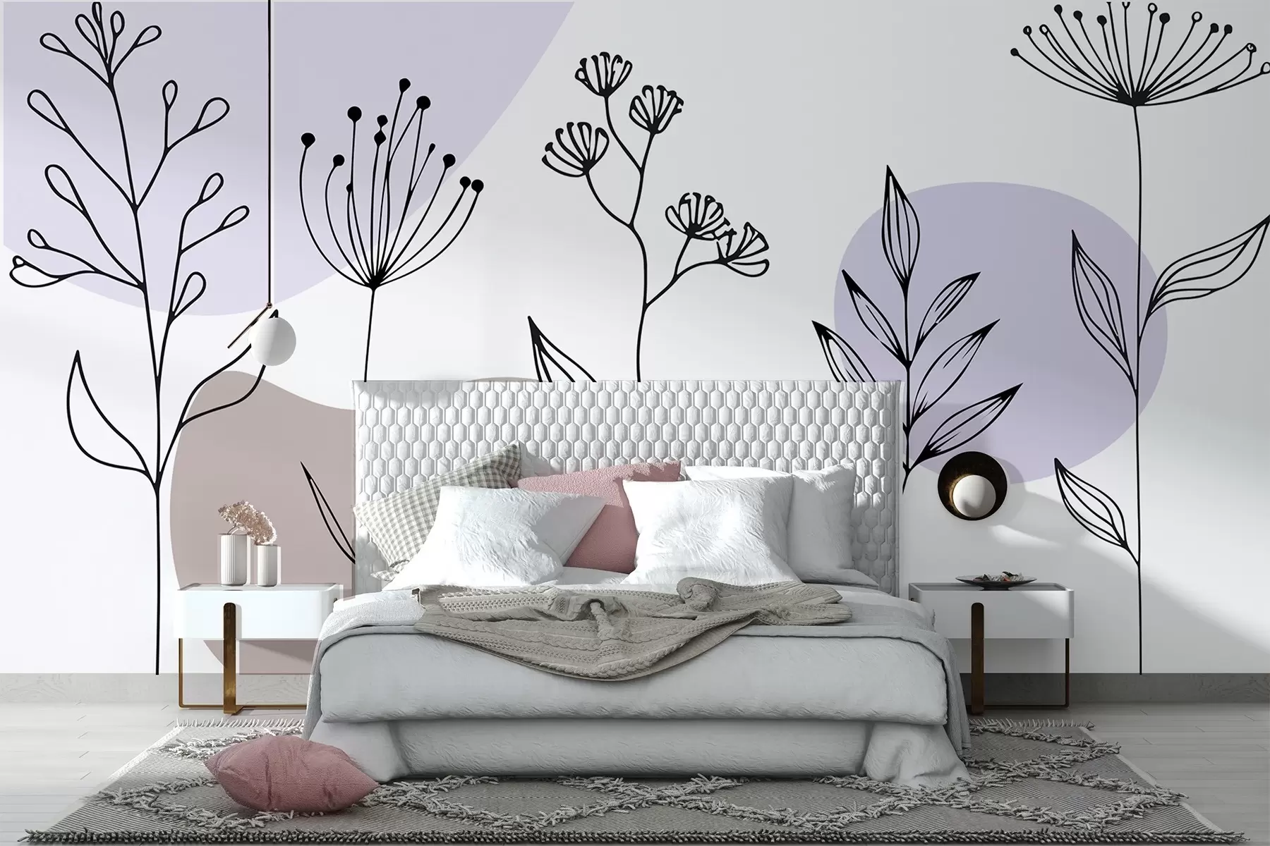 wall murals Boho floral outline w04080