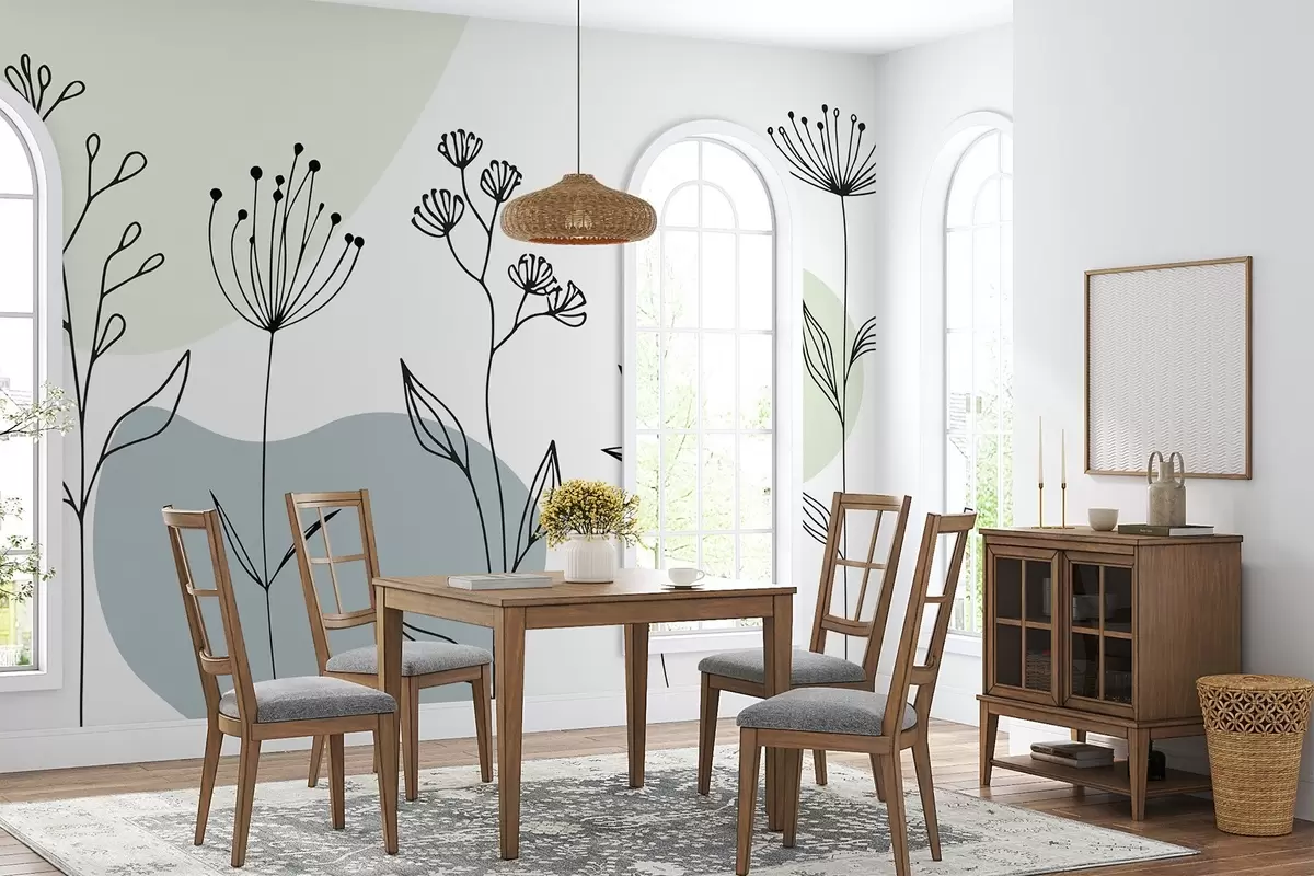 wall murals Boho floral outline w04080v1