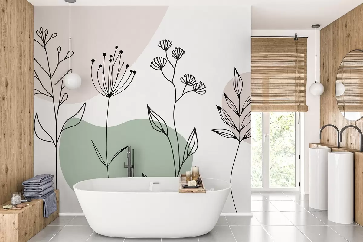 wall murals Boho floral outline w04080v2