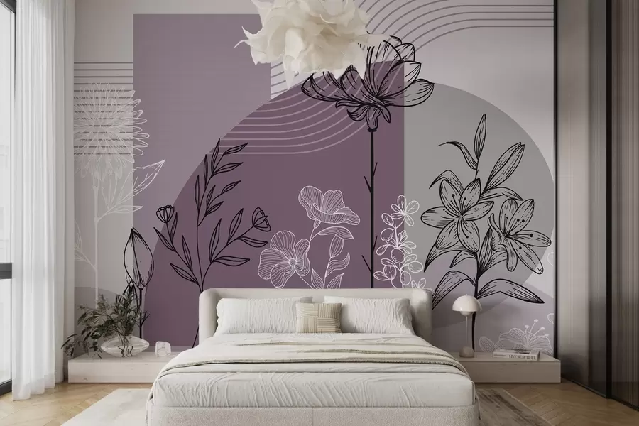 wall murals Boho floral outline w04081v2