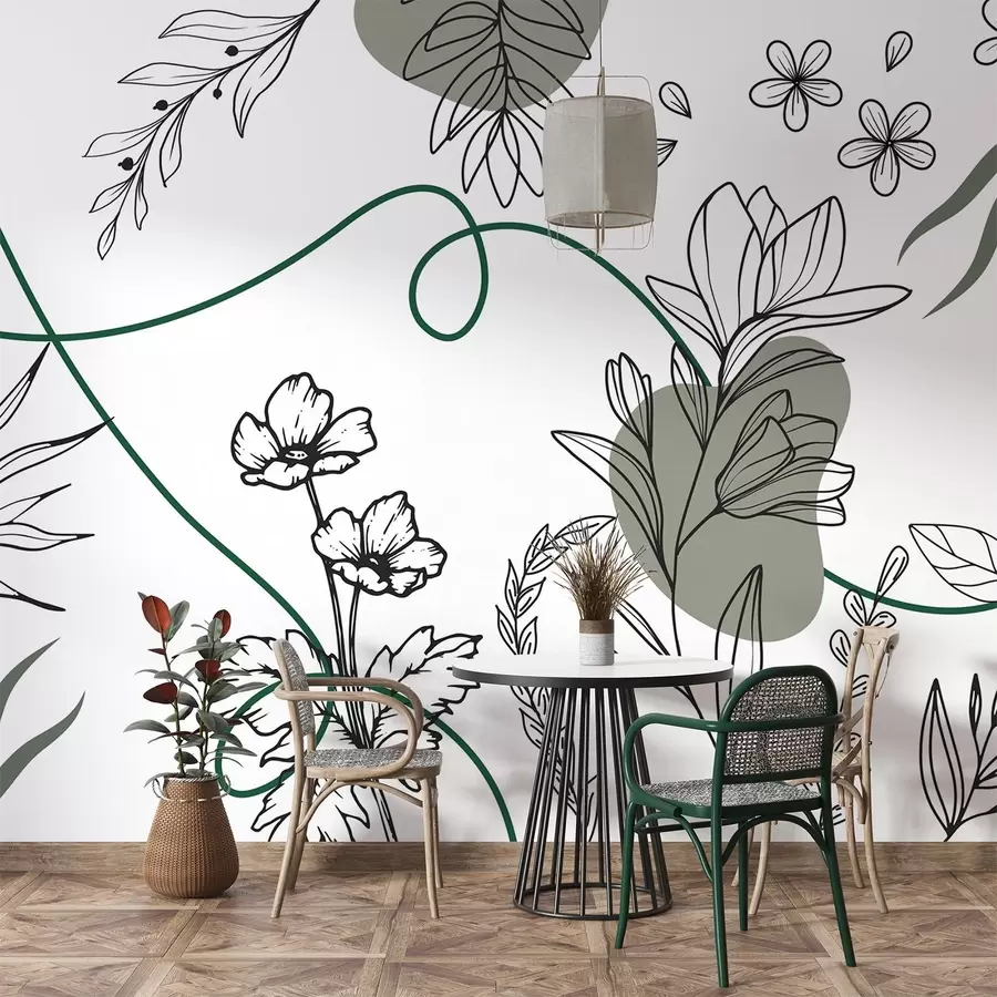 wall murals Boho floral outline w04082