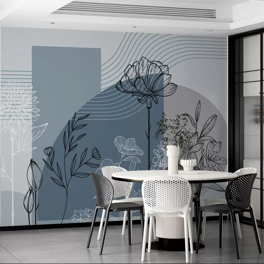 wall murals Boho floral outline w04081v1