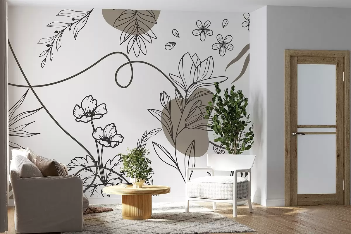 wall murals Boho floral outline w04082v2