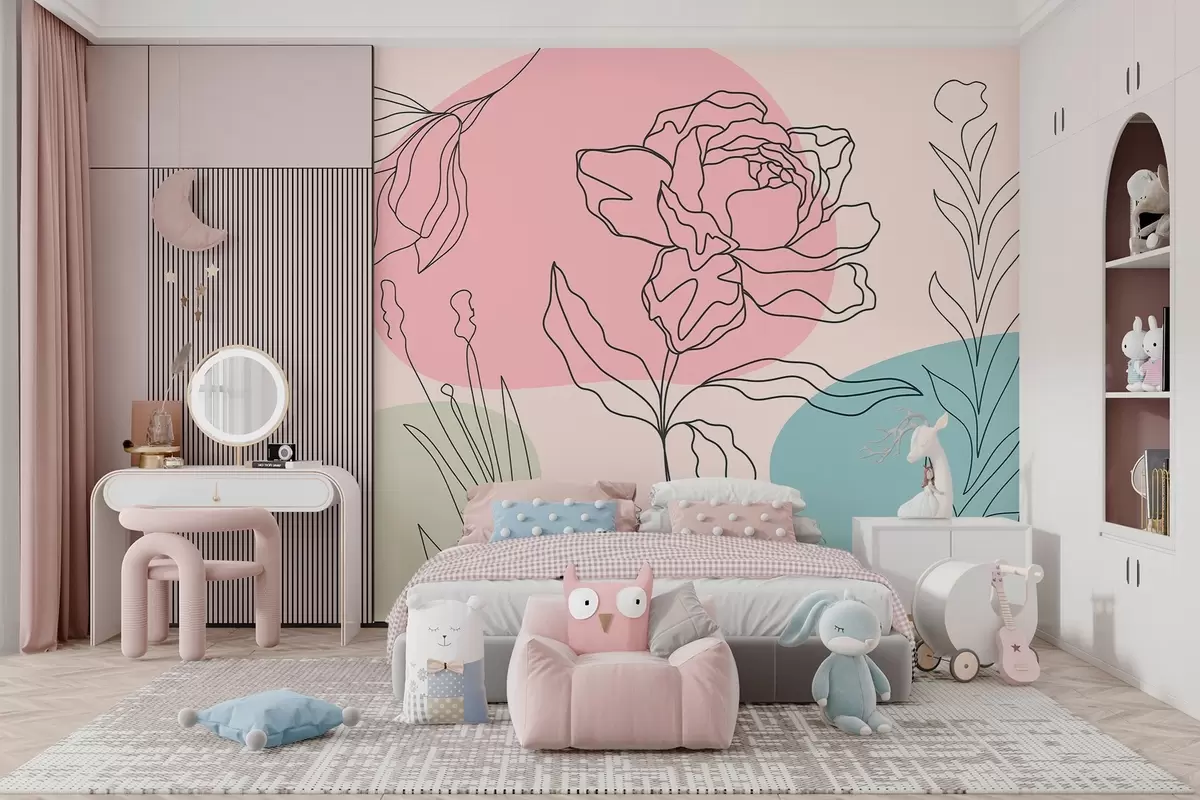 wall murals Delicate flower lines w09167