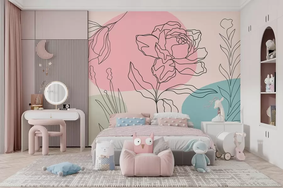 wall murals Delicate flower lines w09167