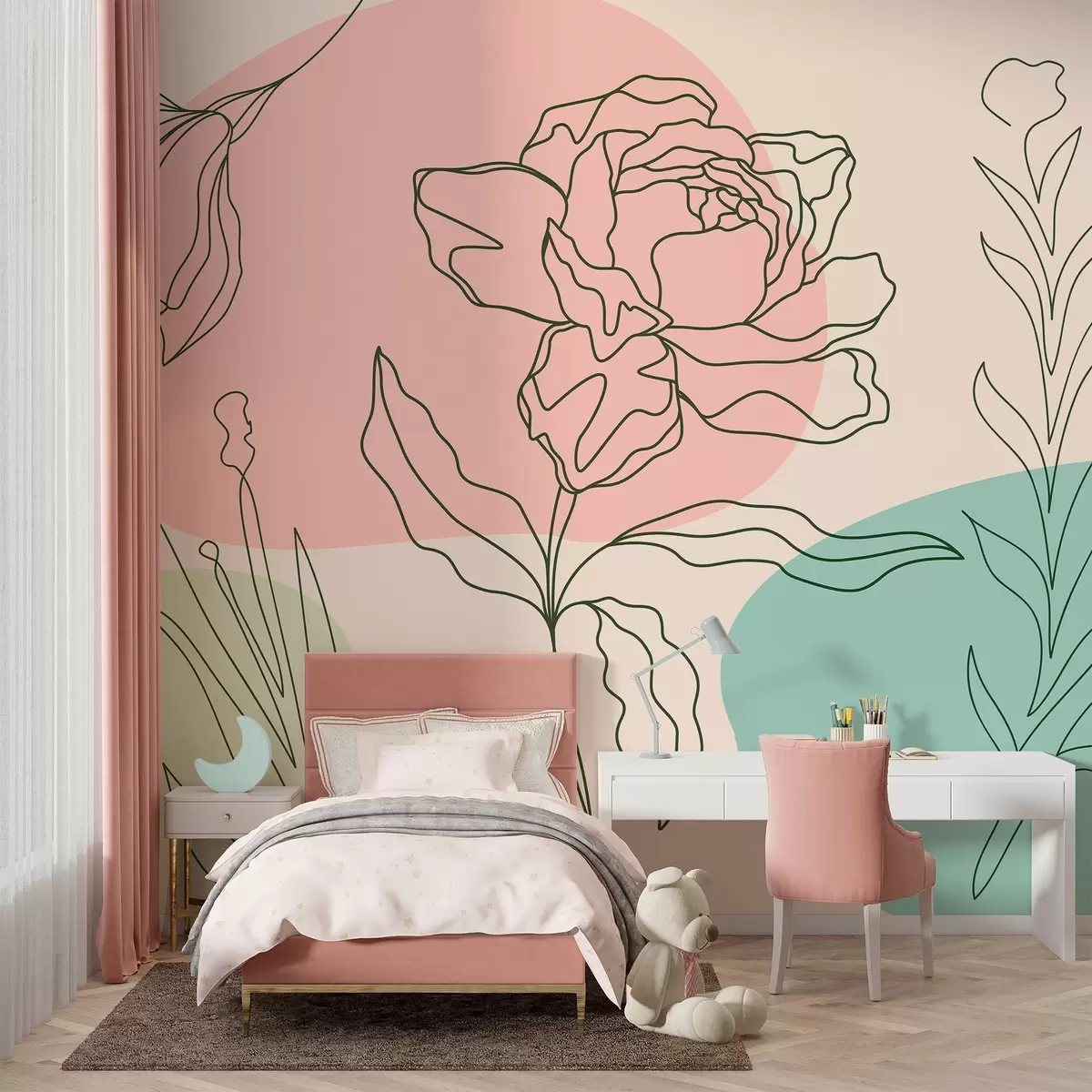 wall murals Delicate flower lines w09167v1