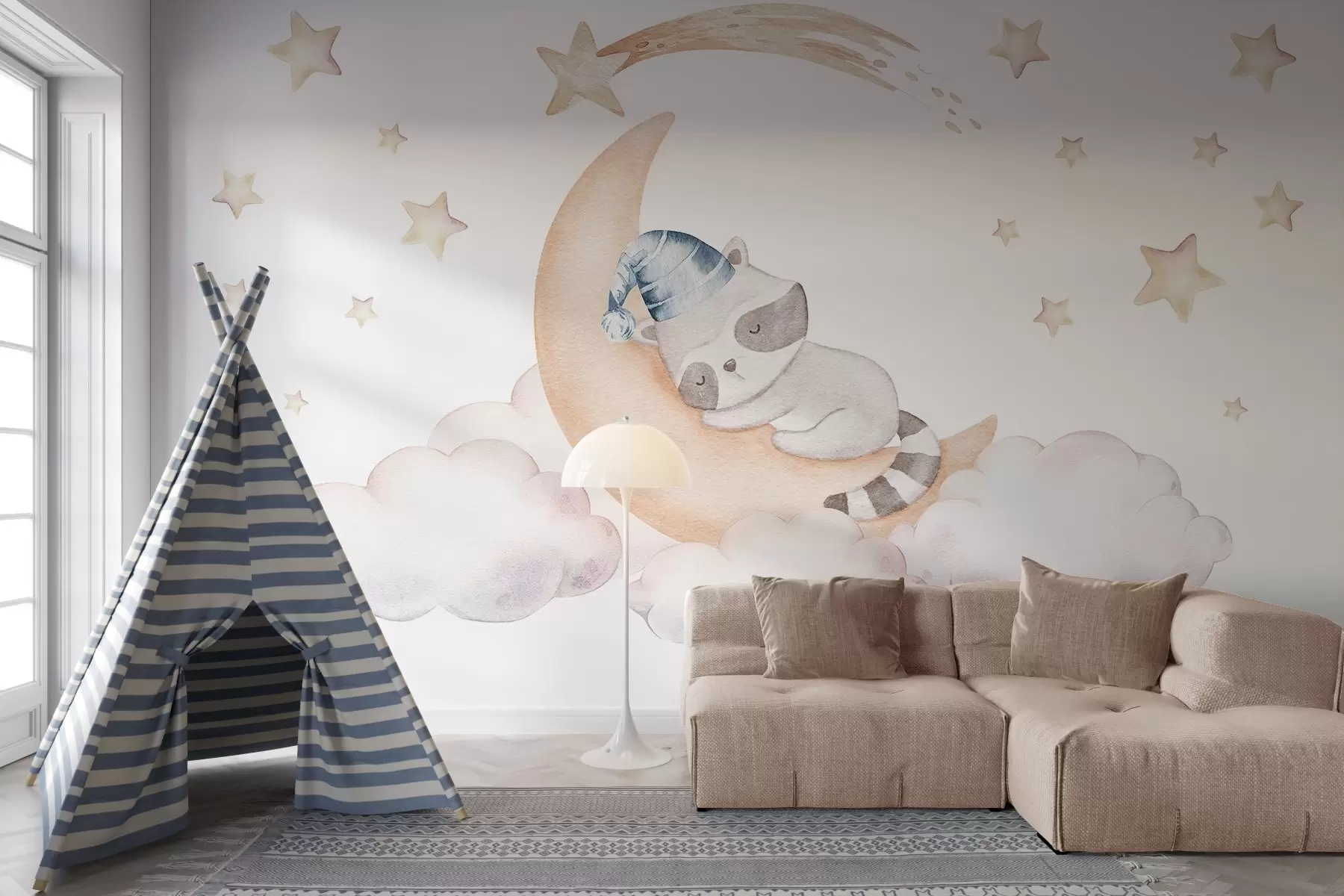 wall murals Raccoon on the moon w09169v1