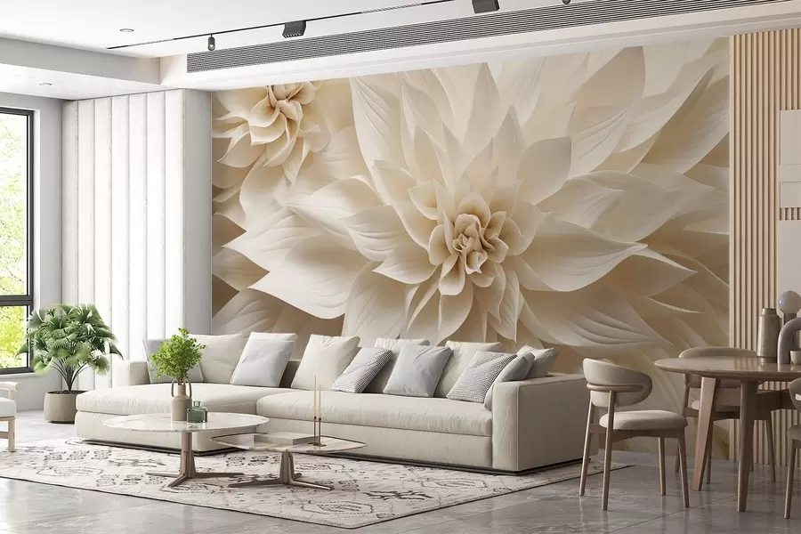 wall murals Volumetric flowers w09173