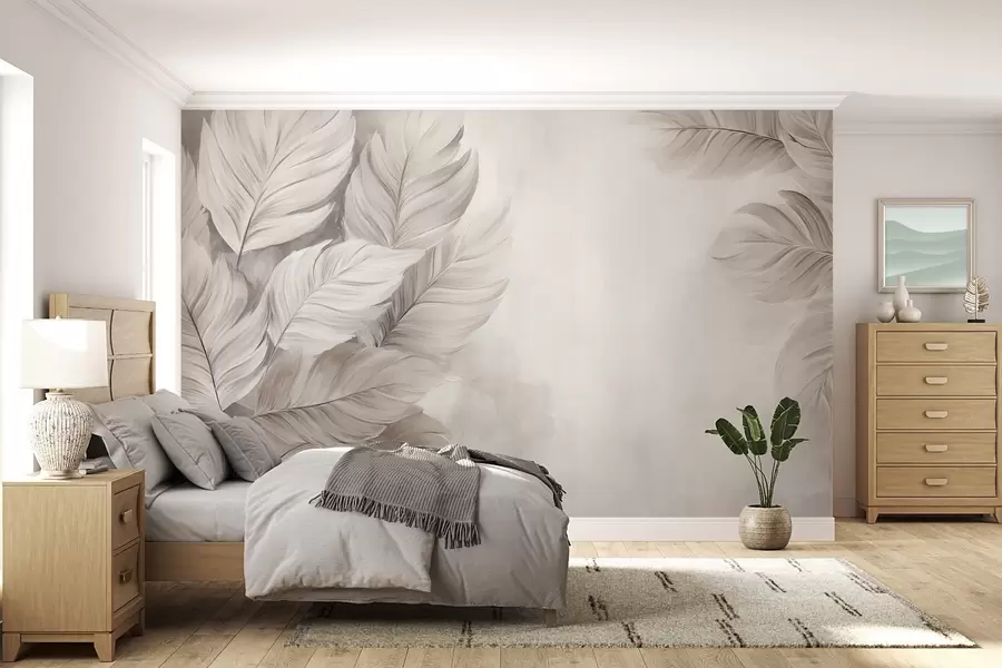 wall murals Pastel leaves w09175