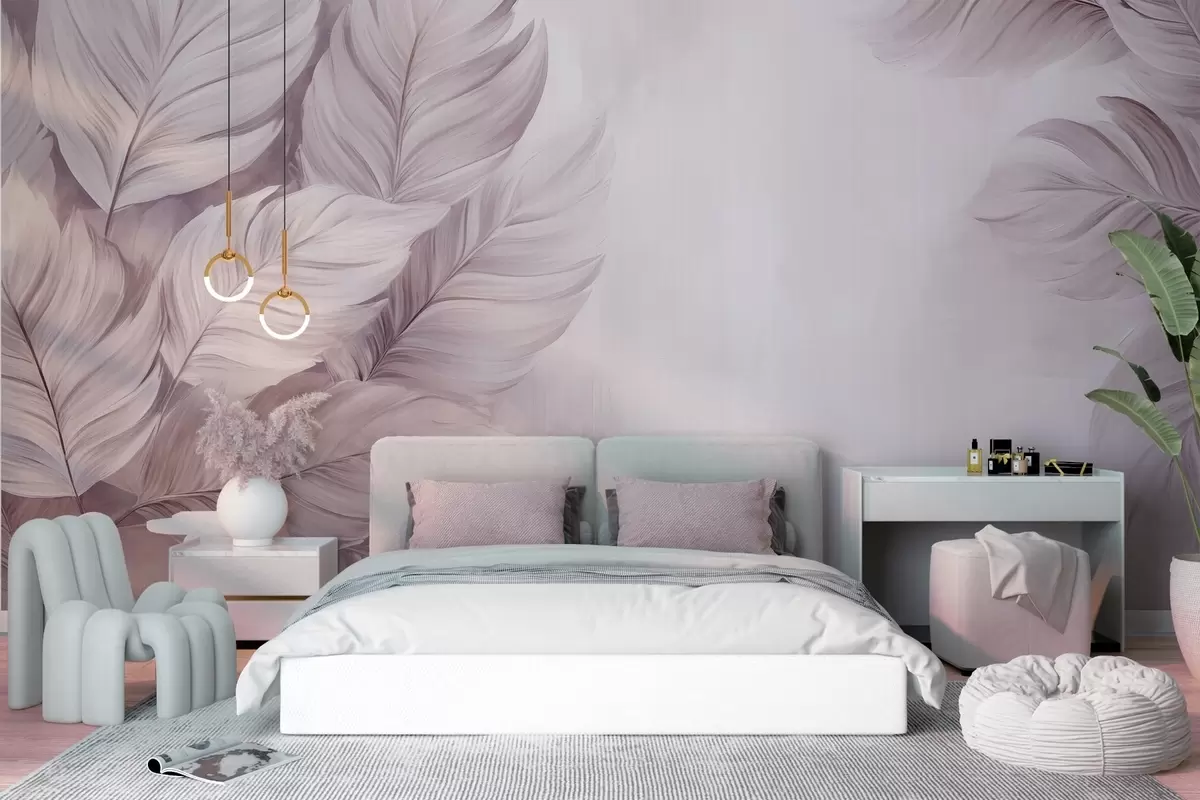 wall murals Pastel leaves w09175v1