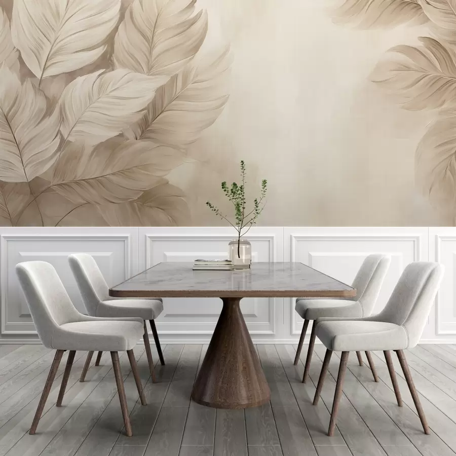 wall murals Pastel leaves w09175v2